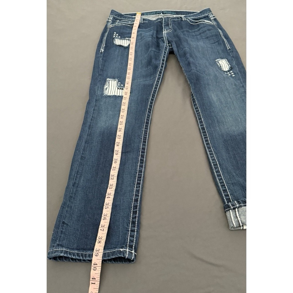 Cruel Denim Rhyon Dark Jeans Womens Sz 30/9R Mid-Rise Straight Leg Patched Style - Picture 6 of 13